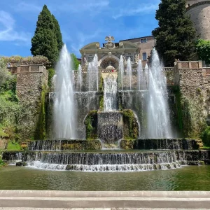 Tivoli car day trip Rome view of Fontana dell'Organo in Villa d'Este, Tivoli, the centerpiece of our Tivoli tour experience.