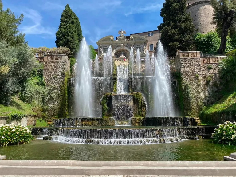 Tivoli car day trip Rome view of Fontana dell'Organo in Villa d'Este, Tivoli, the centerpiece of our Tivoli tour experience.