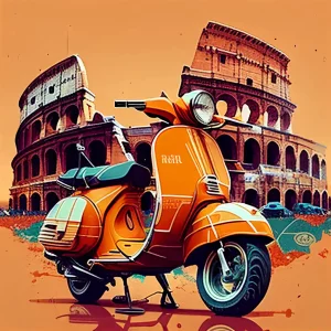 Visit Rome on Vintage Vespa Scooter in Front of Romes Colosseum  car day trip airport transfer