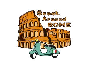 romedaytriplogo Scoot around Rome Logo of Scoot Around Rome with the Colosseo Vespa